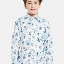 Octave Boys Spread Collar Conversational Printed Cotton Shirt-image-26