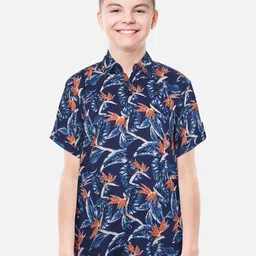 Gini and Jony Boys Floral Printed Cotton Casual Shirt-98