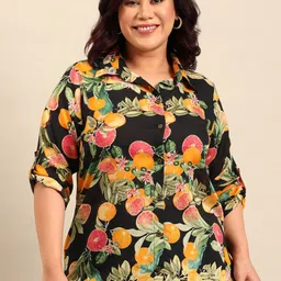 The Pink Moon Plus Size Floral Printed Casual Shirt-picture-47