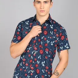 BLOCKS OF INDIA Comfort Floral Printed Spread Collar Cotton Casual Shirt-image-48