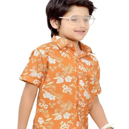 BAESD Boys Comfort Floral Printed Spread Collar Cotton Casual Shirt-image-12