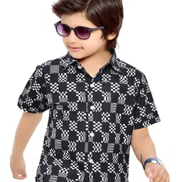 BAESD Boys Comfort Floral Printed Spread Collar Cotton Casual Shirt-image-57