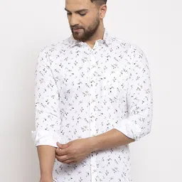 HANUMNTRA Comfort Floral Printed Regular Fit Spread Collar Polycotton Casual Shirt-image-94