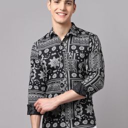 HANUMNTRA Comfort Ethnic Printed Regular Fit Spread Collar Polycotton Casual Shirt-image-65