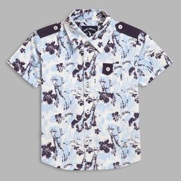 Blue Giraffe Boys Floral Printed Pure Cotton Casual Shirt-image-101