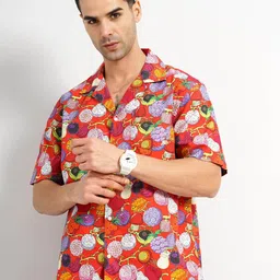 Celio Classic Fit One Piece Print Cuban Collar Cotton Casual Shirt-image-23