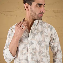 all yours Men Floral Semi Sheer Printed Casual Shirt-image-85
