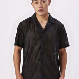 VALEN CLUB Men Relaxed Semi Sheer Printed Casual Shirt-image-75