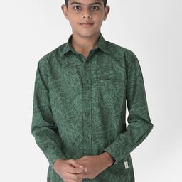 Crimsoune Club Boys Green Floral Printed Casual Shirt-image-12