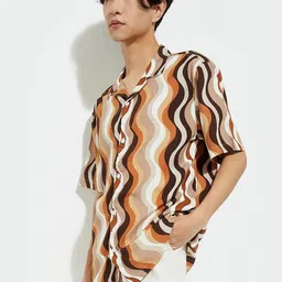 max URB_N Printed Spread Collar Short Sleeves Casual Shirt-image-38