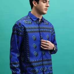 HIGHLANDER Men Blue Half Sleeve All Over Printed Shirt-picture-31