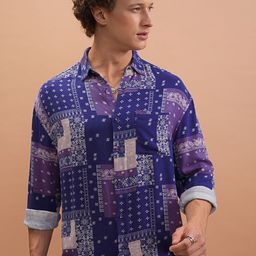 HIGHLANDER Ethnic Motif Printed Oversized Casual Shirt-image-73