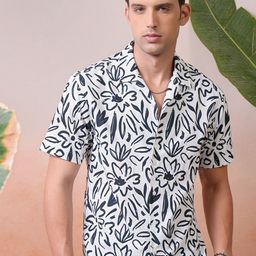 LOCOMOTIVE Premium Crushed Textured Printed Cuban Collar Relaxed Fit Shirt-image-88
