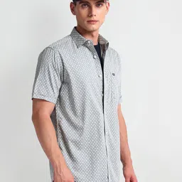 Arrow Sport Floral Printed Spread Collar Short Sleeves Cotton Casual Shirt-image-10