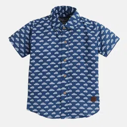 Polka Tots Boys Opaque Conversational Printed Cotton Casual Shirt-50