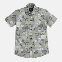 Polka Tots Boys Opaque Floral Printed Cotton Casual Shirt-image-95