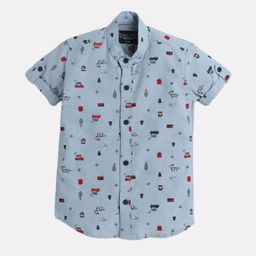 Polka Tots Infant Boys Christmas Printed Cotton Casual Shirt-36