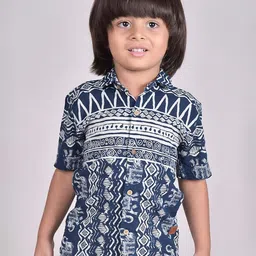 Polka Tots Infant Boys Geometric Printed Cotton Casual Shirt-image-60
