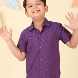 Fabindia Boys Spread Collar Abstract Printed Cotton Casual Shirt-picture-42