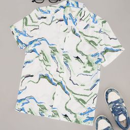 Pantaloons Junior Boys Cuban Collar Abstract Printed Casual Shirt-image-4