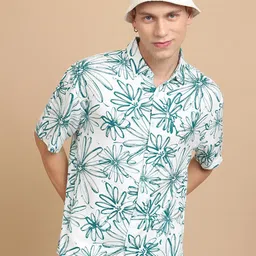 KETCH Floral Printed Slim Fit Cotton Casual Shirt-image-25