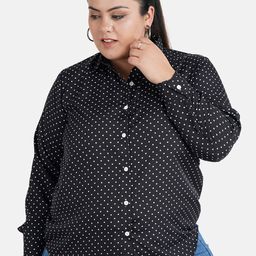 Indietoga Women Plus Size Polka Dots Printed Slim Fit Casual Shirt-picture-22