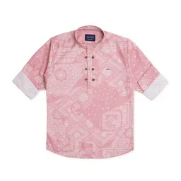 CAVIO Boys Comfort Ethnic Motifs Printed Roll Up Sleeves Pure Cotton Casual Shirt-image-74