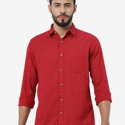 JADE BLUE Printed Slim Fit Opaque Pure Cotton Casual Shirt-image-68