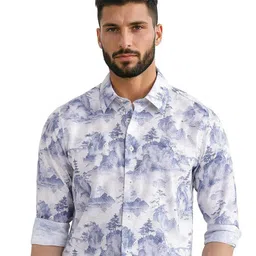RARE RABBIT Men Comfort Spread Collar Abstract Printed Cotton Casual Shirt-image-53