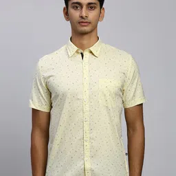 Parx Slim Fit Printed Spread Collar Short Sleeves Casual Shirt-image-67