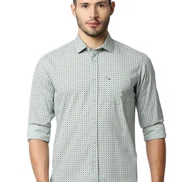 Basics Micro Ditsy Printed Spread Collar Long Sleeves Cotton Slim Fit Casual Shirt-image-88