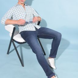 Crimsoune Club Resort Collar Tartan Checked Cotton Slim Fit Opaque Casual Shirt-image-18