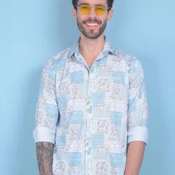Crimsoune Club Classic Slim Fit Opaque Printed Cotton Casual Shirt-image-93