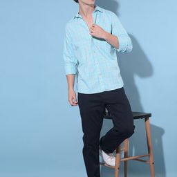 Crimsoune Club Resort Collar Slim Fit Checked Pure Cotton Casual Shirt-image-81