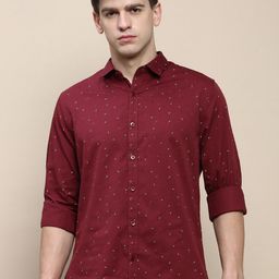 INVICTUS Slim Fit Micro Ditsy Printed Cotton Casual Shirt-image-11