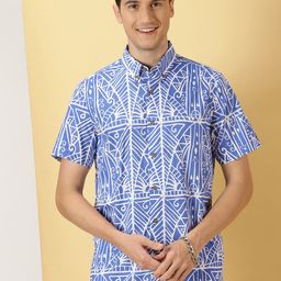 Thomas Scott Printed Smart Slim Fit Opaque Casual Shirt-image-7