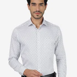 METAL Slim Fit Micro Disty Printed Pure Cotton Formal Shirt-image-48
