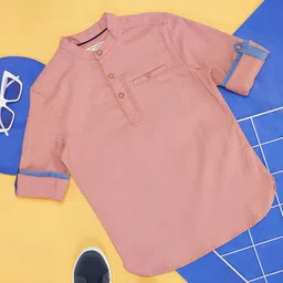 Pantaloons Junior Boys Band Collar Cotton Casual Shirt-40