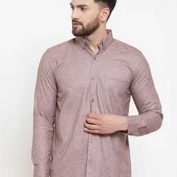 JAINISH Men Mauve Classic Slim Fit Solid Casual Shirt-image-94