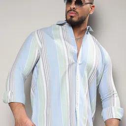 Instafab Plus Classic Vertical Stripes Cotton Casual Shirt-image-78