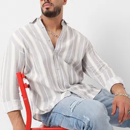 Instafab Plus Classic Slim Collar Regular Fit Striped Long Sleeve Casual Shirt-picture-20