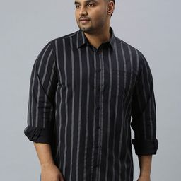 Sztori Plus Size Classic Striped Casual Pure Cotton Shirt-image-72