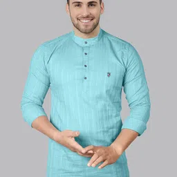 Jb Just BLACK Classic Vertical Stripes Mandarin Collar Cotton Casual Shirt-image-42