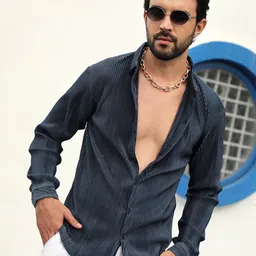 Campus Sutra Classic Striped Satin Casual Shirt-picture-8