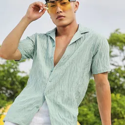 Campus Sutra Grain-Textured Shirt-image-52