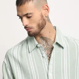 THE BEAR HOUSE Relaxed Opaque Striped Casual Shirt-image-36