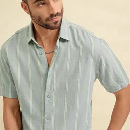 Locomotive Dobby Textured Striped Relaxed Shirt-image-77