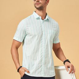 BYFORD by Pantaloons Striped Spread Collar Short Sleeves Cotton Casual Shirt-picture-36