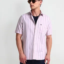 Arrow Sport Vertical Striped Spread Collar Cotton Twill Casual Shirt-picture-0