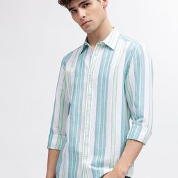 Iconic Men Striped Regular Fit Linen Shirt-picture-45